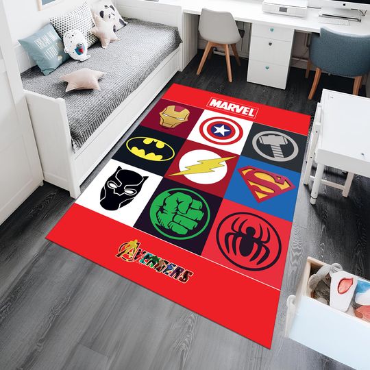 Discover Super Hero Logos Rug,Movie Rug,Fantastic Rug,Movie Decor,Colorful Rug,Hypebeast Rug,Unique Rug,Area Rug,Kids Room Rug,Gifts For Him