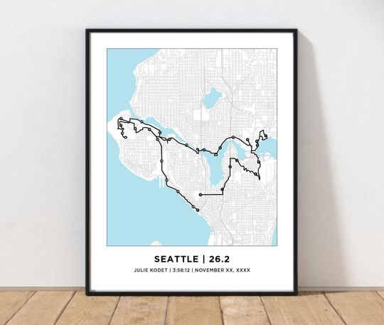 Discover Seattle 26.2 Marathoner Course Map | Personalized Seattle Route Map | Gift for Runners | Seattle Print | Seattle Map