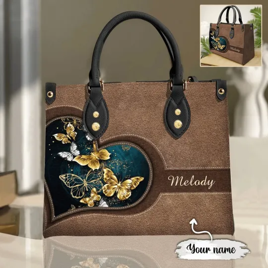 Discover Personalized Butterfly Leather Handbag, Butterfly Lovers Gift, Animal Handbag