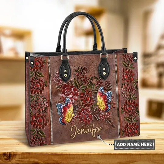 Discover Personalized Butterfly Leather Handbag, Gift For Butterfly Lovers, Animal Bag