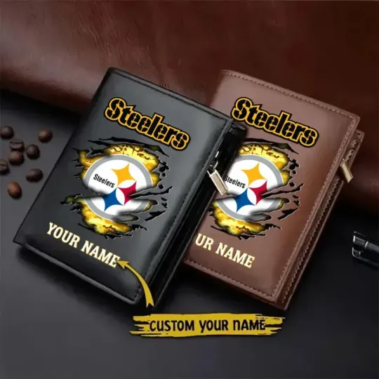 Discover Personalized Pittsburgh Football Team Steelerss  Leather Wallet Gift For Him