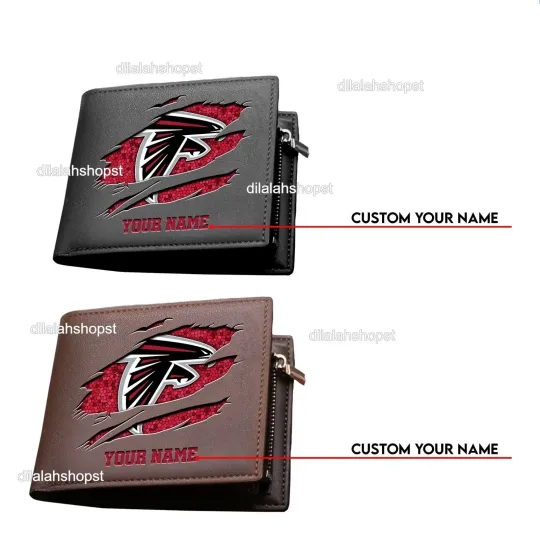 Discover Personalized Atlanta Football Team Falconss Leather Wallet, Gift For Fans