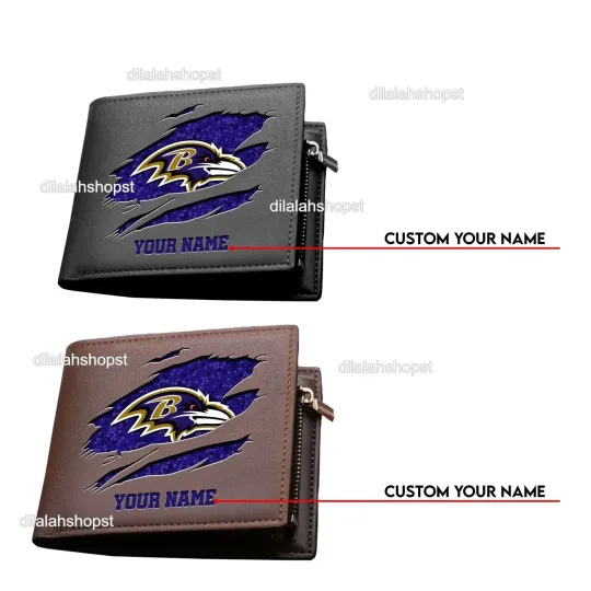 Discover Personalized Baltimore Football Team Ravenss Leather Wallet, Gift For Fans