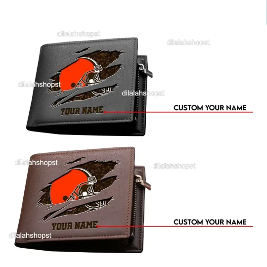 Discover Personalized Cleveland Football Team Brownss Leather Wallet, Gift For Fans