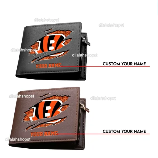 Discover Personalized Cincinnati Football Team Bengalss Leather Wallet, Gift For Fans