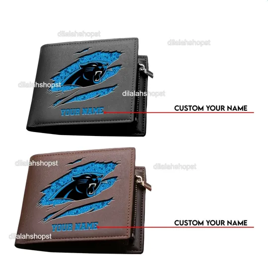 Discover Personalized Carolina Football Team Pantherss Leather Wallet, Gift For Fans