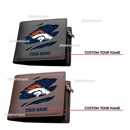 Discover Personalized Denver Football Team Broncoss Leather Wallet, Gift For Fans