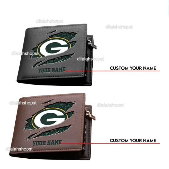 Discover Personalized Green Bay Football Team Packerss Leather Wallet, Gift For Fans