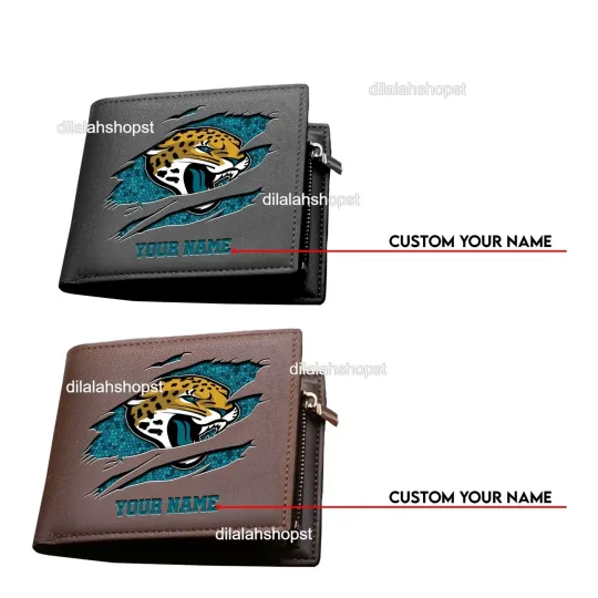 Personalized Jacksonville Football Team Jaguarss Leather Wallet, Gift For Fans