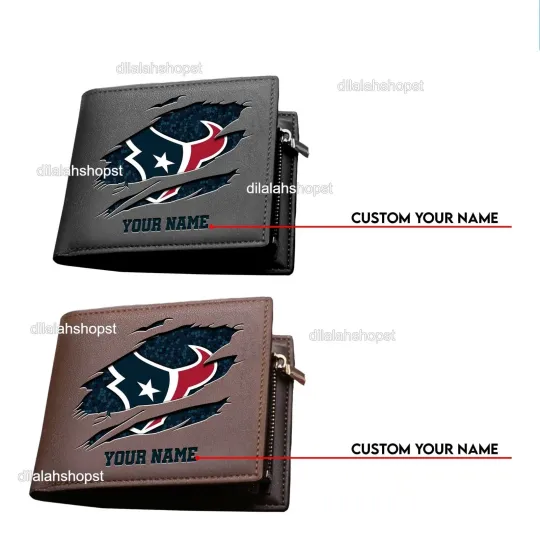 Discover Personalized Houston Football Team Texanss Leather Wallet, Gift For Fans