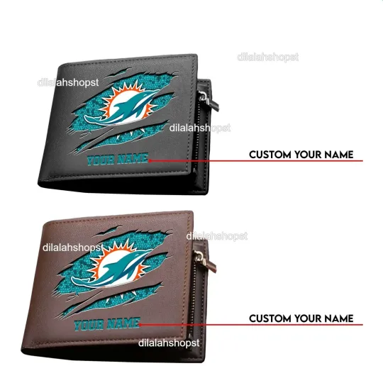 Discover Personalized Miami Football Team Dolphinss Leather Wallet, Gift For Fans