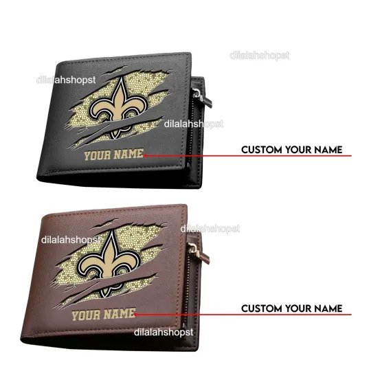 Discover Personalized New Orleans Football Team Saintss Leather Wallet, Gift For Fans