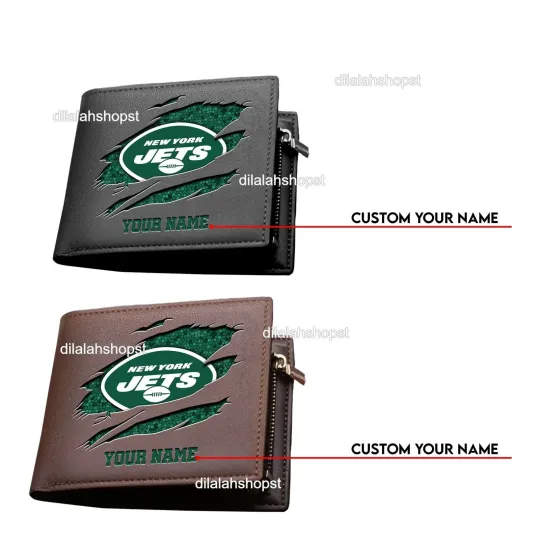 Discover Personalized New York Football Team Jetss Leather Wallet, Gift For Fans