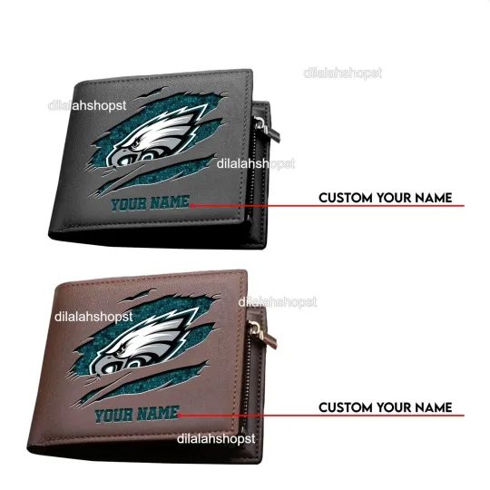 Discover Personalized Philadelphia Football Team Eagless Leather Wallet, Gift For Fans