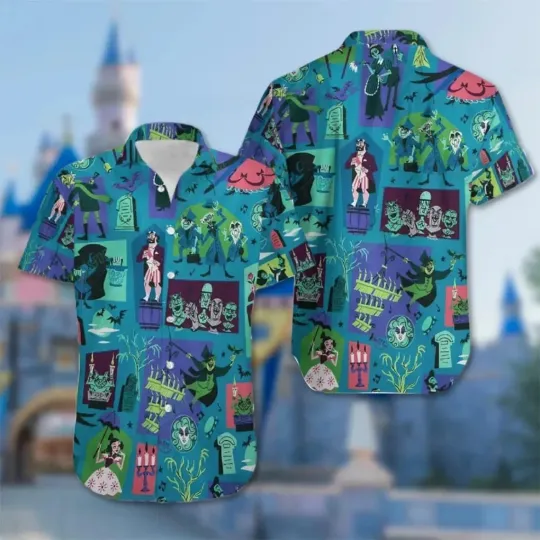 Discover Haunted Mansion Hawaiian Button Down Shirt