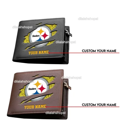 Discover Personalized Pittsburgh Football Team Steelerss Leather Wallet, Gift For Fans