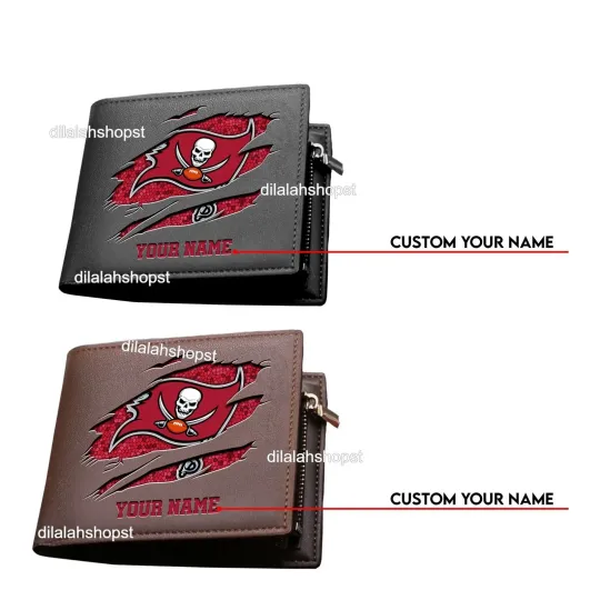 Discover Personalized Tampa Bay Football Team Buccaneerss Leather Wallet, Gift For Fans