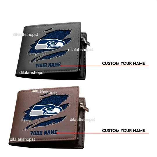 Discover Personalized Seattle Football Team Seahawkss Leather Wallet, Gift For Fans