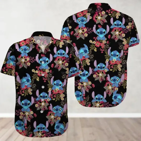 Discover Tropical Floral Stitch Disney Summer Hawaiian Shirt