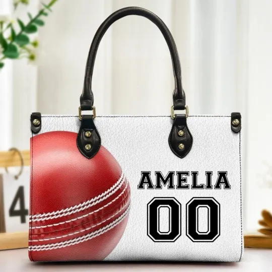 Discover Personalized Cricket Leather Handbag, Gift For Sport Lovers, Cricketers Gift