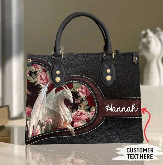 Discover Personalized Dragon Leather Handbag, Dragon Lovers Gift, Animal Lover's Handbag