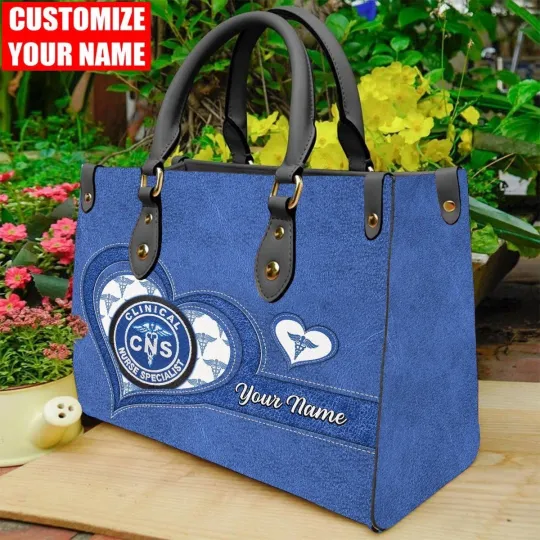 Discover Personalized CNS Nurse Leather Handbag, CNA Nurse Heartbeat, Gift For Nurse