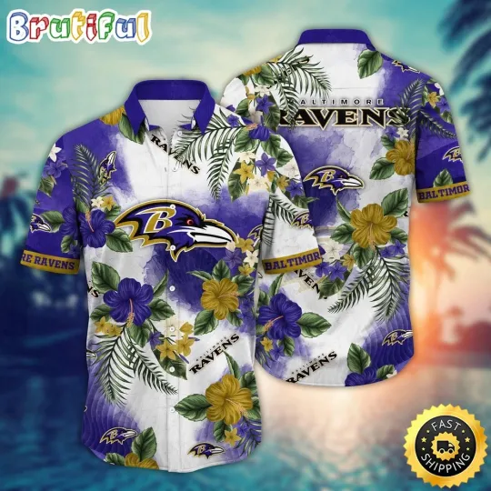 Discover football Baltimore Ravens Hawaiian Shirt Flower Trendy Floral Shirt