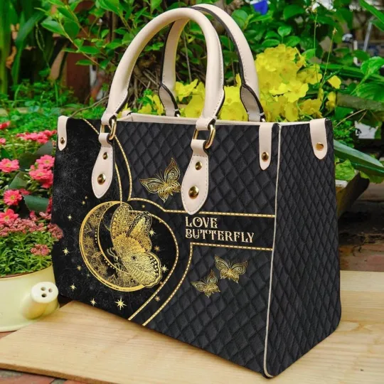 Discover Butterfly Moon Leather Handbag, Love Butterfly, Animal Lovers Gift