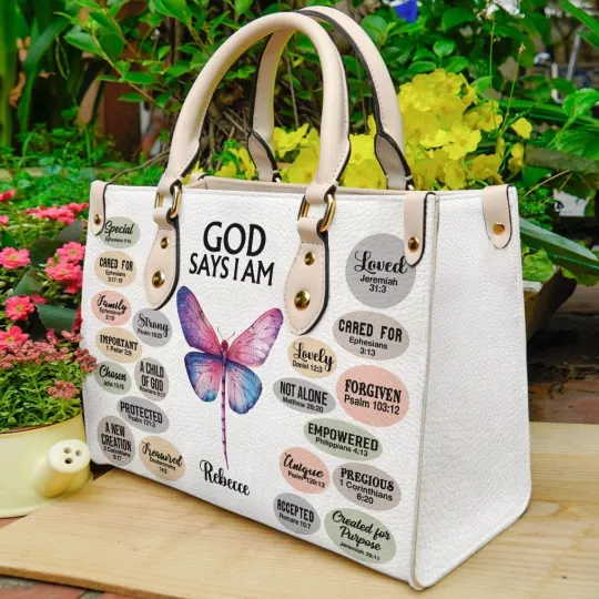 Discover Personalized Dragonfly God Says You Are Leather Handbag, Animal Lover's Handbag