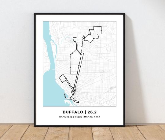 Buffalo 26.2 Marathoner Course Map | Personalized Buffalo Route Map | Gift for Runners | 26.2 Map