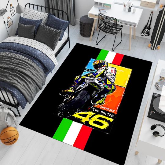 Discover MotoGP Racing Rug: Biker Garage Decor, Teen Room Rug