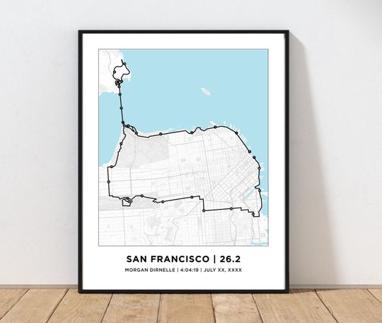 Discover San Francisco 26.2 Marathoner Course Map | Personalized San Francisco Route Map | San Francisco Running Map | San Francisco Map