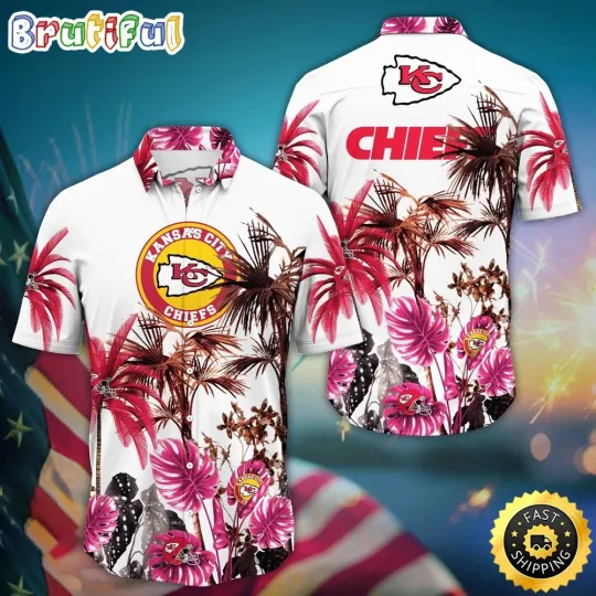 Discover football Kansas City Chiefs Hawaiian Shirt Palm Tree Aloha Shirt For Fans