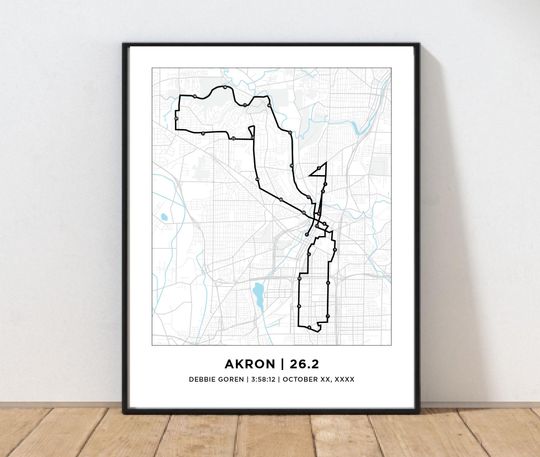 Discover Akron 26.2 Marathoner Print | Personalized Akron Map | Gift for Runners