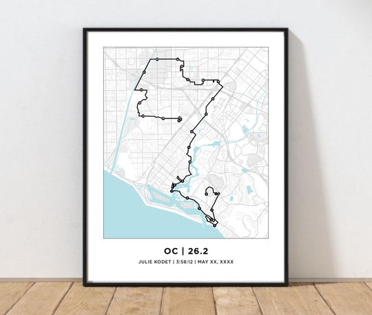 Discover OC 26.2 Marathoner Course Map | Personalized OC  Route Map | Gift for Runners
