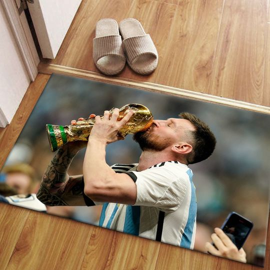 Messi Kissing World Cup Rug, Messi Rug, Lionel Messi Rug