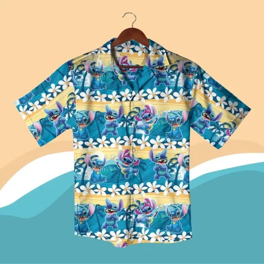 Discover Stitch Hawaiian Summer Vacation Shirt, Stitch Lilo Button Up, Ohana Mean Family