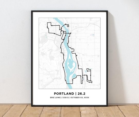 Discover Portland 26.2 Marathoner Course Map | Personalized Portland Route Map | Gifts for Runners | 26.2 Map | Portland Print | Portland Map