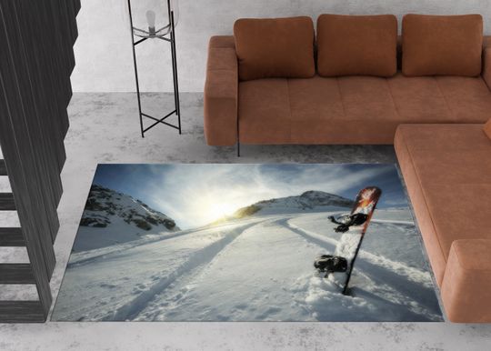 Discover Snowboard Rug, Snow Landscape Rug, Office Rug, Gym Rugs