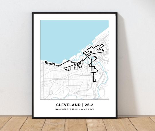 Discover Cleveland 26.2 Marathoner Course Map | Personalized Cleveland Route Map | Gift for Runners | 26.2 Map | Cleveland Map | Cleveland Print