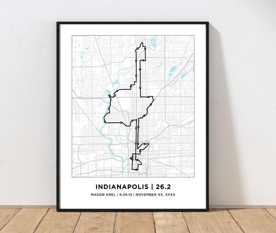 Discover Indianapolis 26.2 Marathoner Course Map | Personalized Indianapolis Route Map | Custom Marathon Map | Gifts for Runners | 26.2