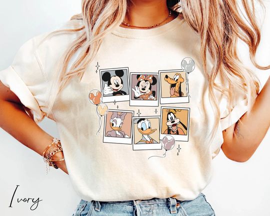 Discover Mickey Friends Polaroid with Balloon Comfort Colors Shirt, Vintage Disney T-shirt, Mickey Minnie Pluto Goofy Donald Daisy, Disneyland Trip