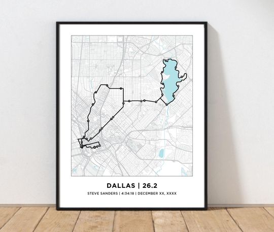 Discover Dallas 26.2 Marathoner Print | Personalized Dallas Route Map | Gift for Runners | Running Map | Dallas Map | Dallas Print | Marathon Map