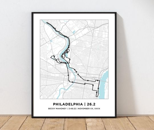 Discover Philadelphia 26.2 Marathoner Map | Personalized Philly Route Map | Marathon Map | Marathon Print | Philadelphia Map | Gifts for Runners