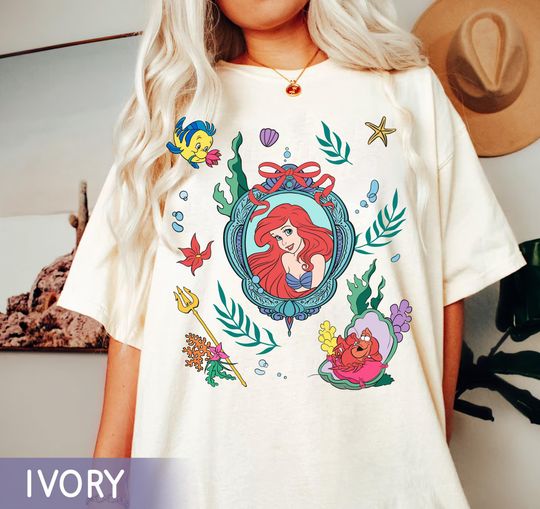 Discover Disney Coquette Bow Watercolor The Little Mermaid Ariel Princess Shirt, Disney Princess Ariel Tee, Disney Girls Trip, Disneyland Family Trip