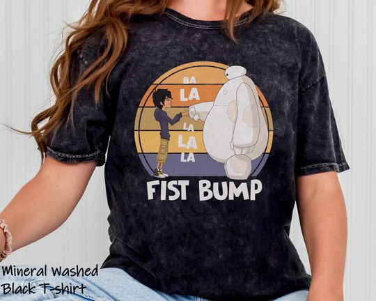 Discover Vintage Baymax And Hiro Hamada Fist Bump Comfort Colors Shirt, Big Hero 6 Disney Washed T-shirt, Baymax Robot Hiro Friends, Disneyland Trip