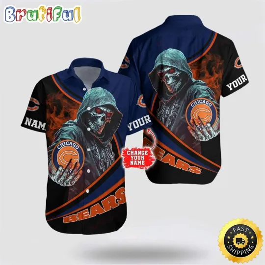Discover Personalized Chicago Bears Hawaiian Shirt Skull Tropical Team Gifting