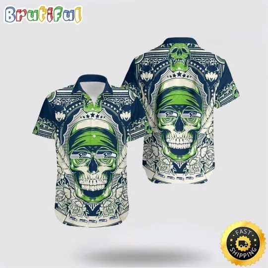 Discover Seattle Seahawks Hawaiian Shirt Skull Show Off Your Tropical Team Spirit