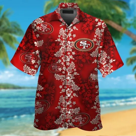 San Francisco 49ers Short Sleeve Button Up Tropical Hawaiian Shirt VER04