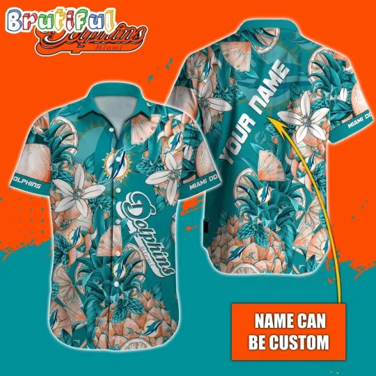 Discover Personalized football Miami Dolphins Hawaiian Shirt Special Tropical Fruit